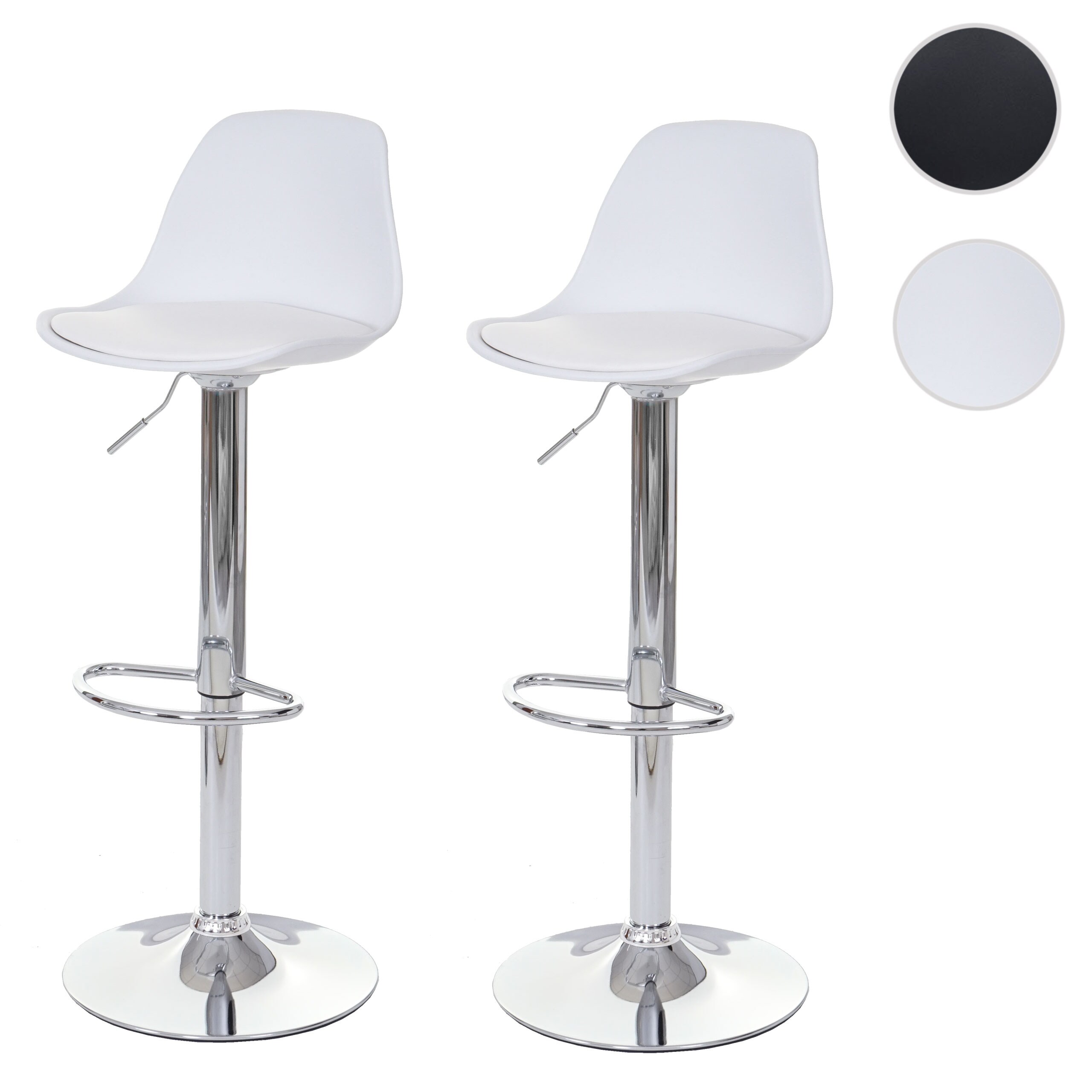 2er-Set Barhocker MCW-B14, Tresenhocker Barstuhl Drehhocker, Kunstleder ~ weiß