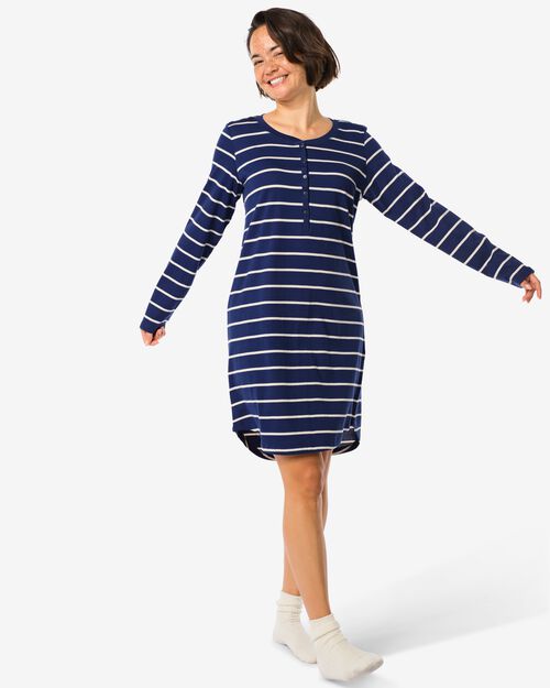 chemise de nuit femme rayée bleu foncé