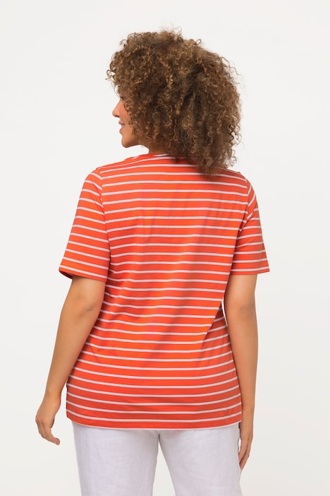 T-Shirt, Ringel, Tiermotiv, Classic, V-Ausschnitt, Halbarm