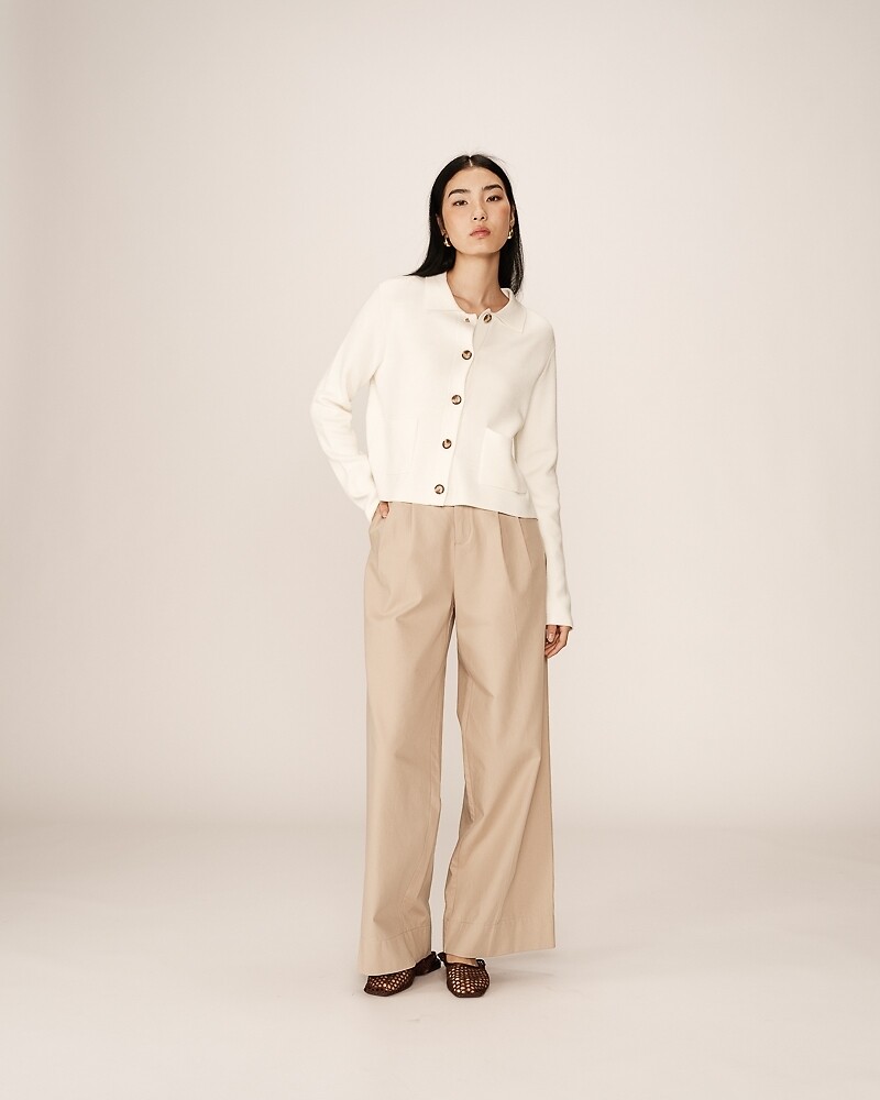 GRACE & MILA<br>Cardigã de mangas compridas com gola de camisa PAM