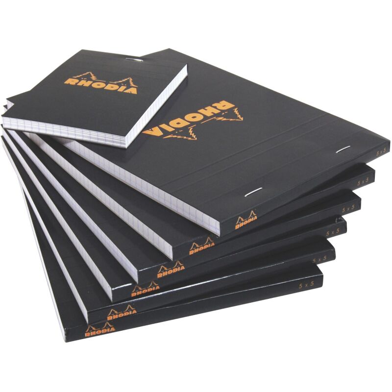 Bloc de bureau Rhodia 21 x 29,7 cm agrafé noir n°18 - 5 x 5 - 80 feuilles