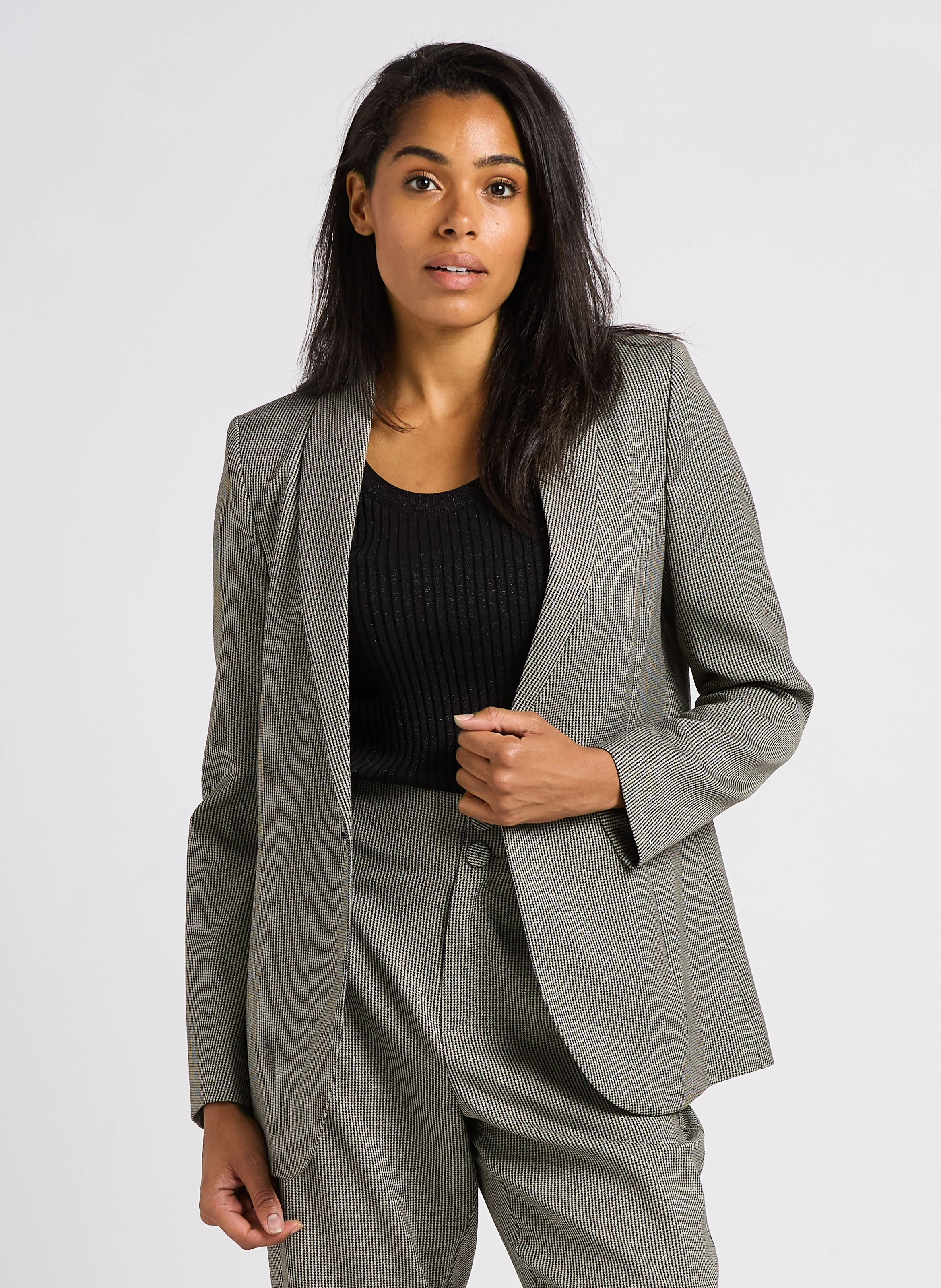 VITO - Veste de tailleur ajustée à col châle | Noir