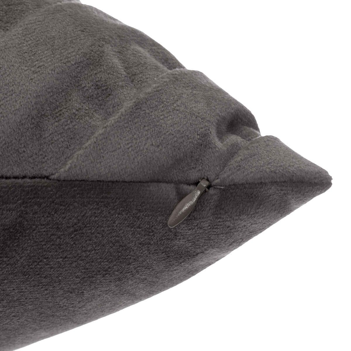 COUSSIN TRESSE EN VELOURS GRIS FONCE 40X40CM