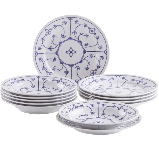 KAHLA Speiseteller TRADITION Blau Saks 6er Set Porzellan weiß/blau