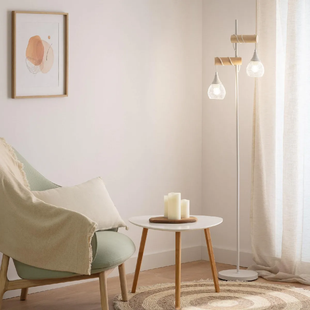 Ledkia Monah Lampadaire WiFi Blanc
