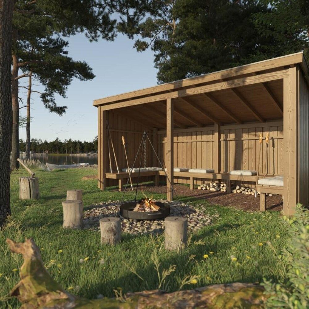 BÅLHYTTE PLUS NORDIC MED PAPP/ALU/FOT UBEHANDLET 9,5M²