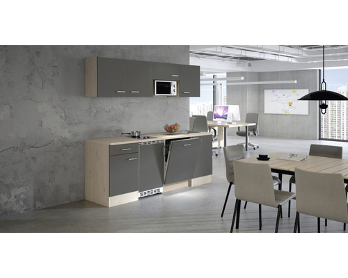 Flex Well keukenblok met apparatuur Tiago 210 cm basaltgrijs mat gedemonteerd omkeerbaar 00011959