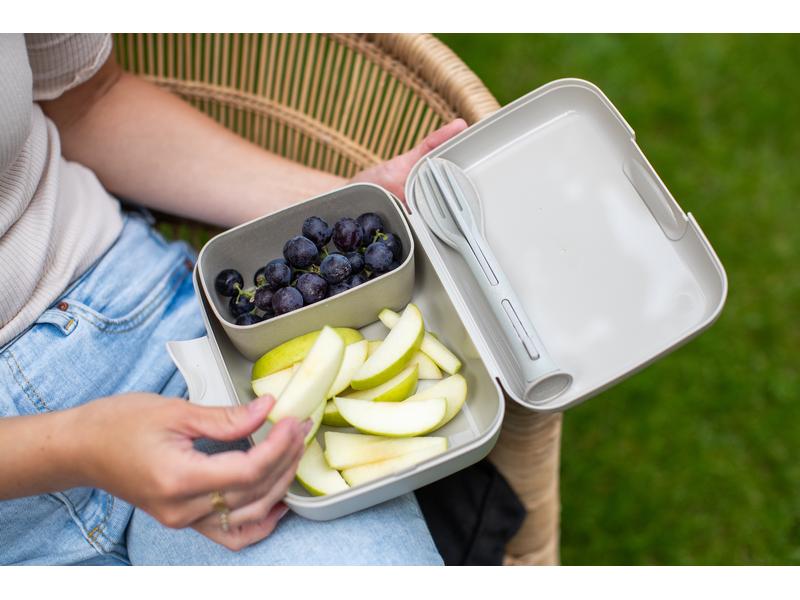 Koziol Lunchbox Candy Set 4-teilig, Dunkelgrau/Grau Lunchbox mit Besteck