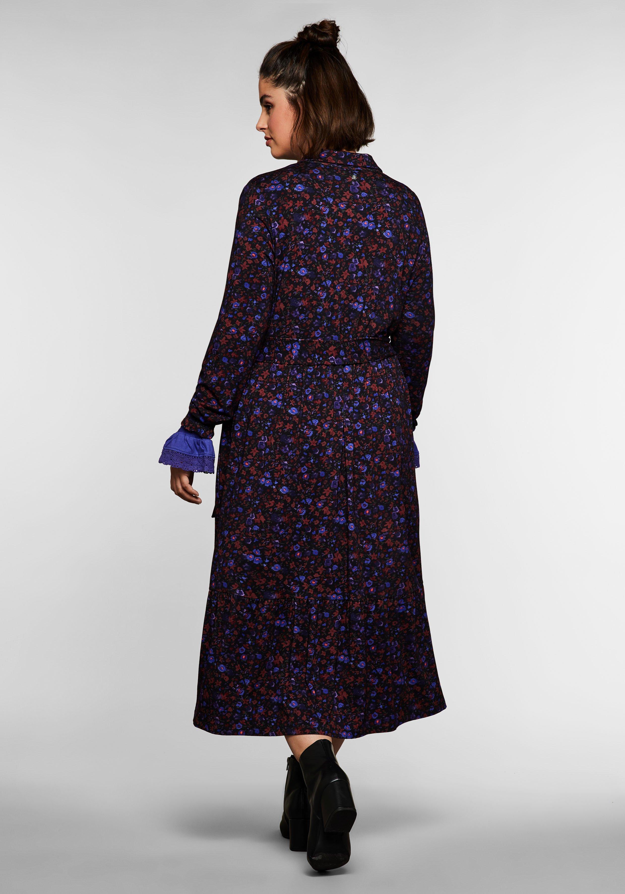 Blusenkleid mit Alloverprint und Bindeband