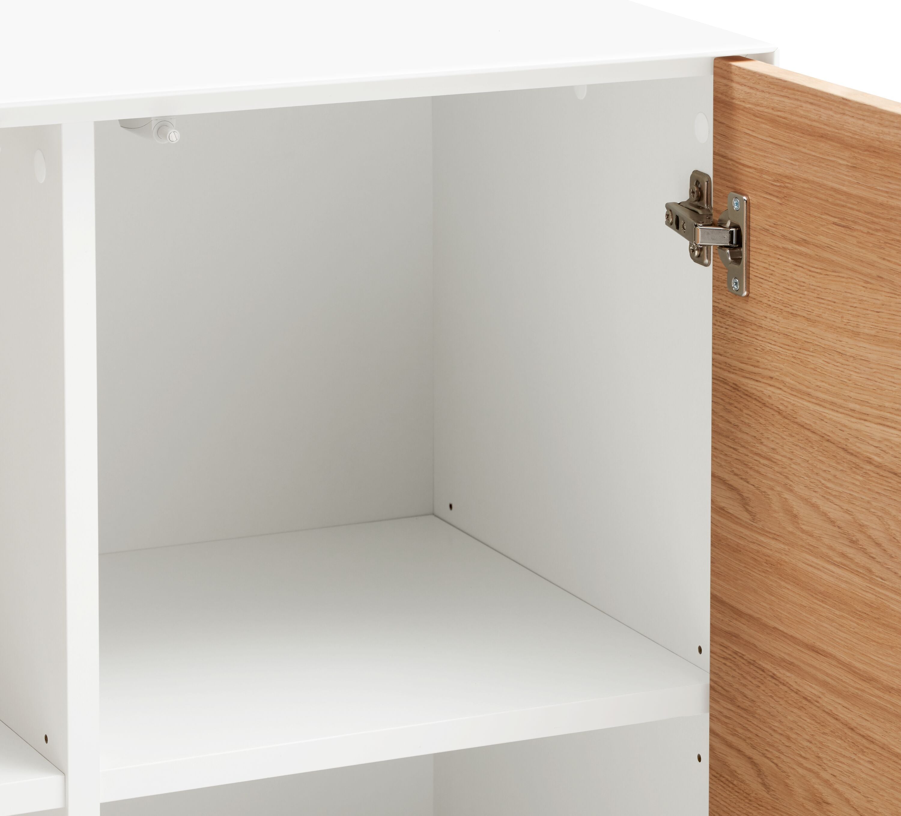 LUX Highboard - Weiss / Eiche / B: 100.0 cm x T: 46.0 cm x H: 123.5 cm
