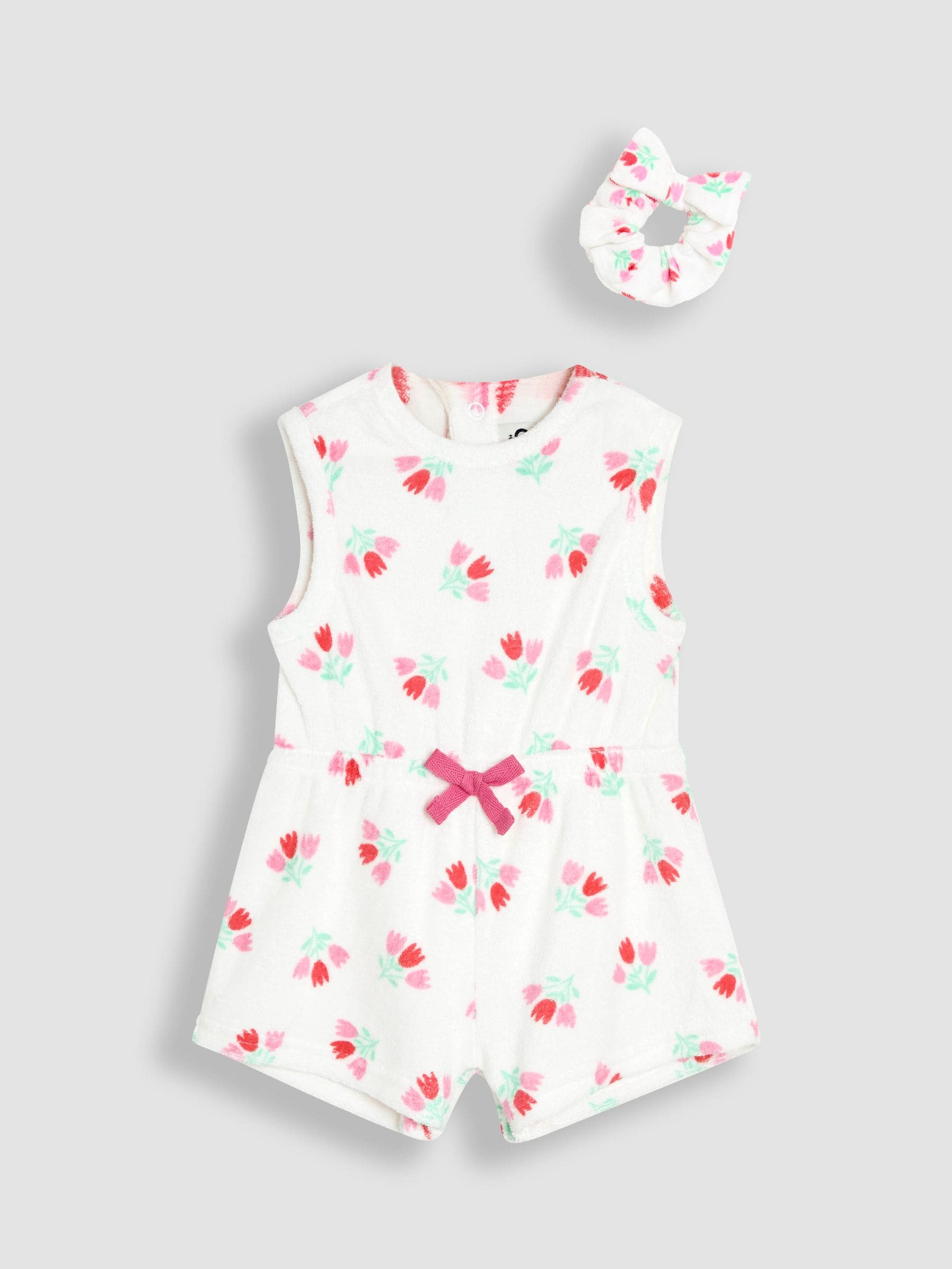 JoJo Maman Bébé Towelling Sunsuit & Scrunchie