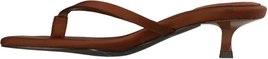 Sacha Dames Bruine satijnen slippers met hak