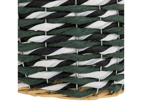 Panier en bois et corde de papier vert D21x13