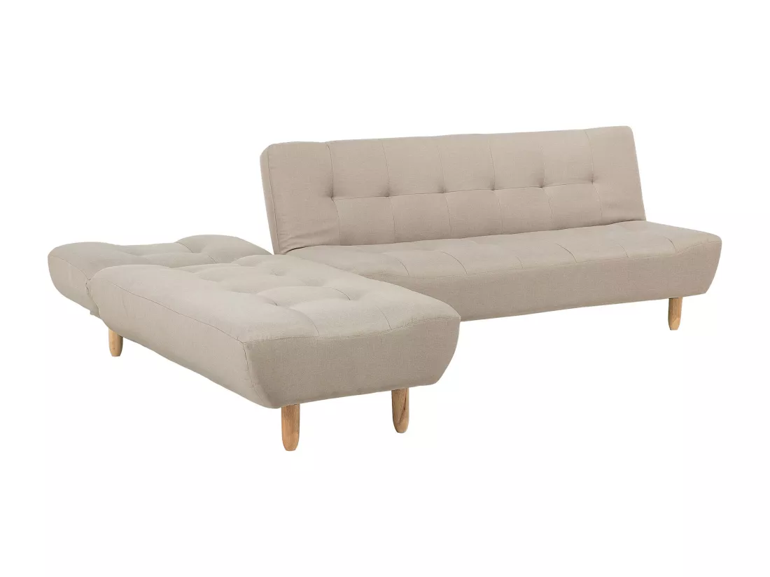 Canapé angle à gauche convertible en tissu beige 4 places ALSTEN