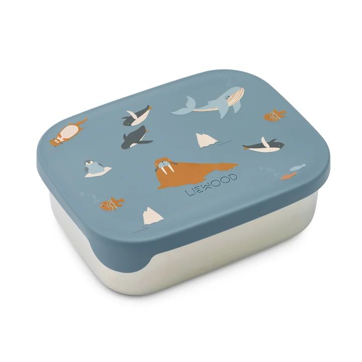 LIEWOOD - Arthur Lunchbox mit Deckel, Edelstahl, Arctic Sea / ocean view
