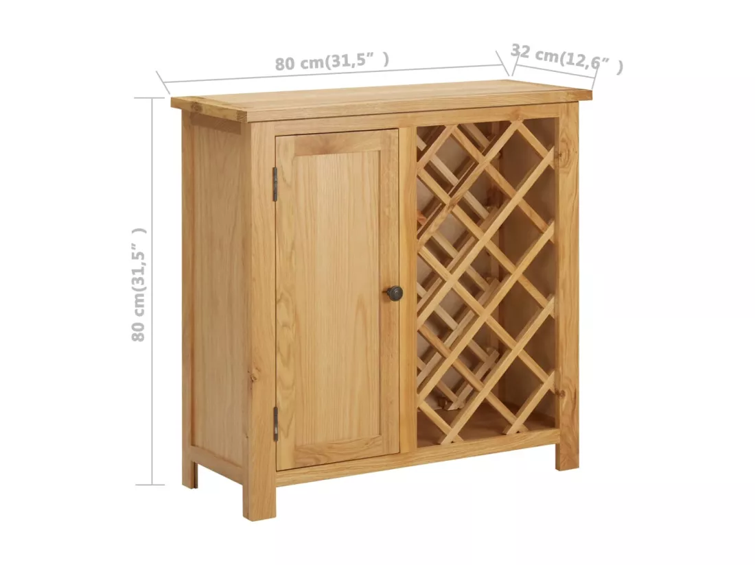 Casier à bouteilles 11 bouteilles 80x32x80 Bois de chêne