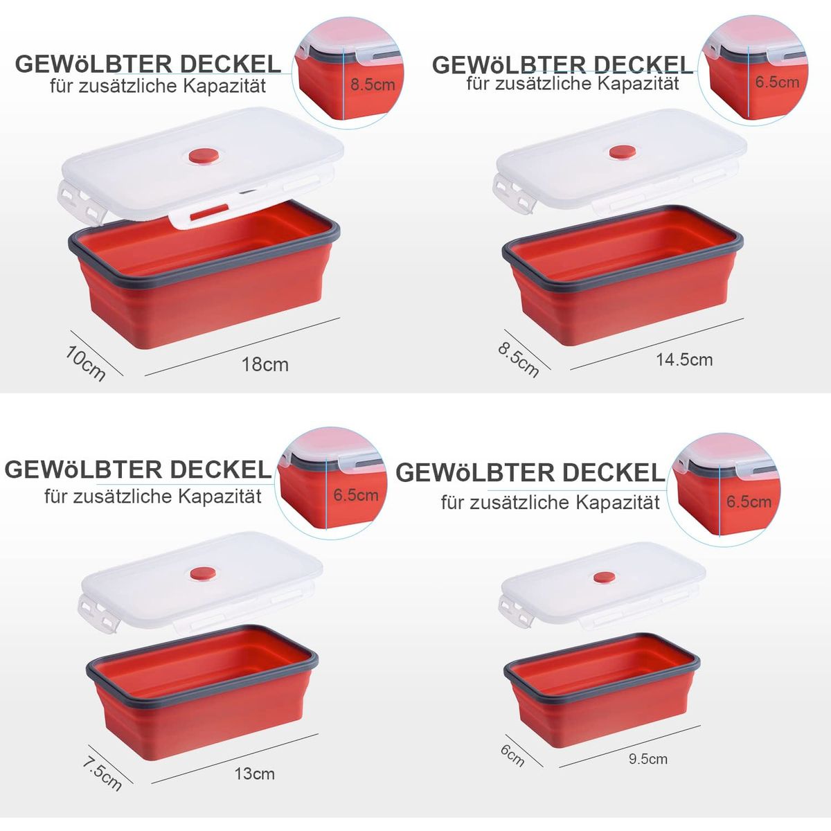 Gefrier Dosen Lebensmittel Vorrats Behälter Frischhaltedosen Deckel Faltbar