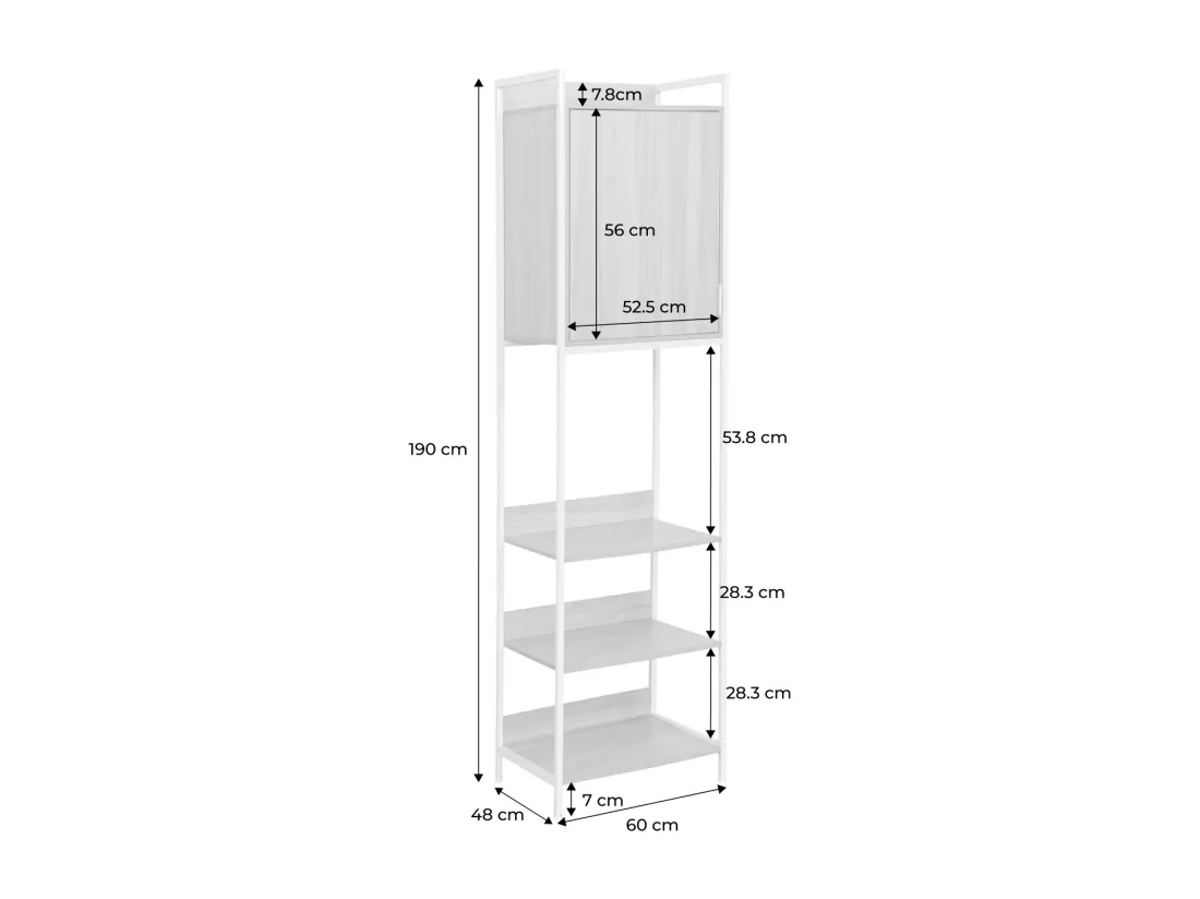Module dressing noir avec 5 étagères et 1 porte. L 60 x P 48 x H 190 cm
