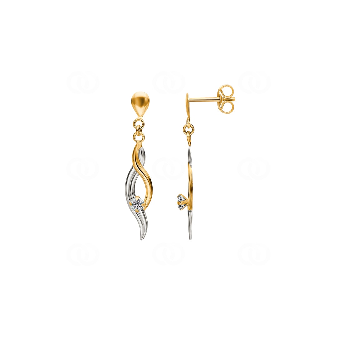 Ohrhänger 750/18 K Gelbgold bicolor mit Zirkonia