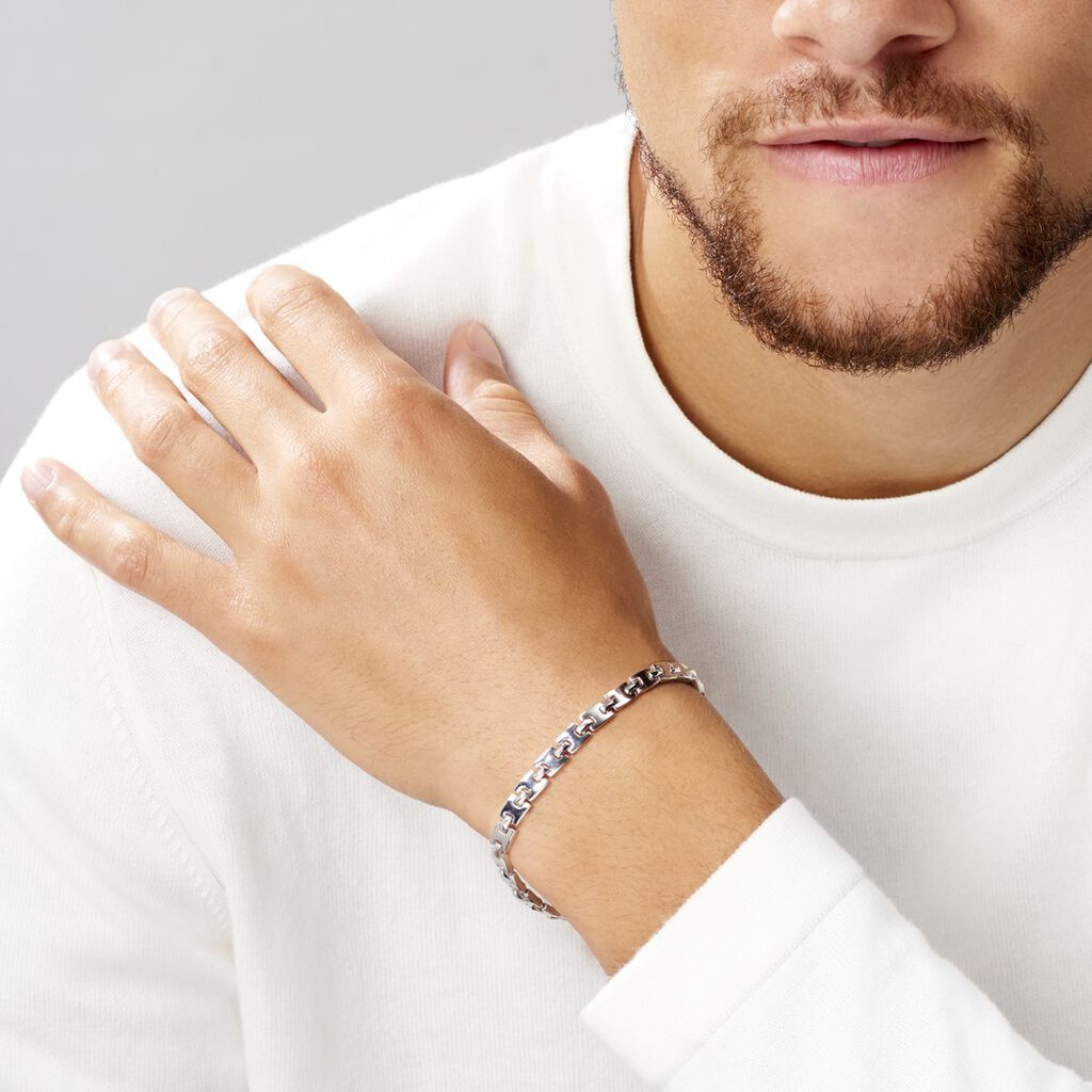 Bracelet Maille Lancelot Argent Blanc