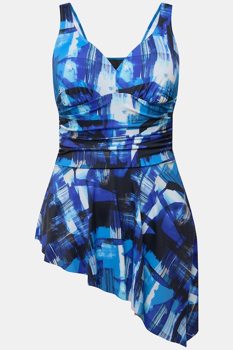 Badekleid, geometrischer Druck, Softcups, Zipfelsaum