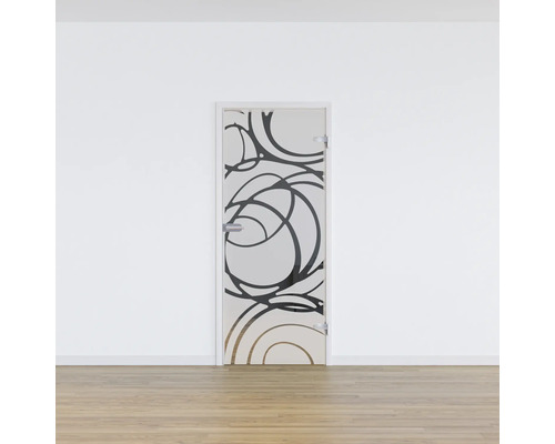 Pertura glazen deur complete set Glera Mystic 02 584x1972x8 mm rechts, inclusief Jonte Studio beslag, niet afsluitbaar