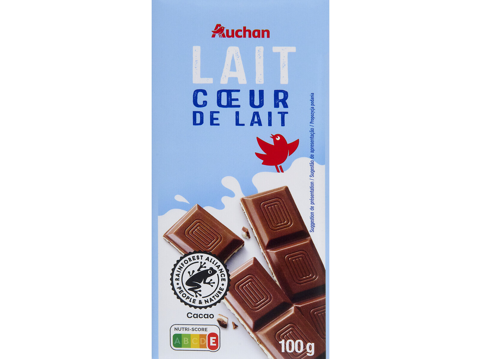 CHOCOLATE AUCHAN LEITE COM RECHEIO CREME LEITE 100G