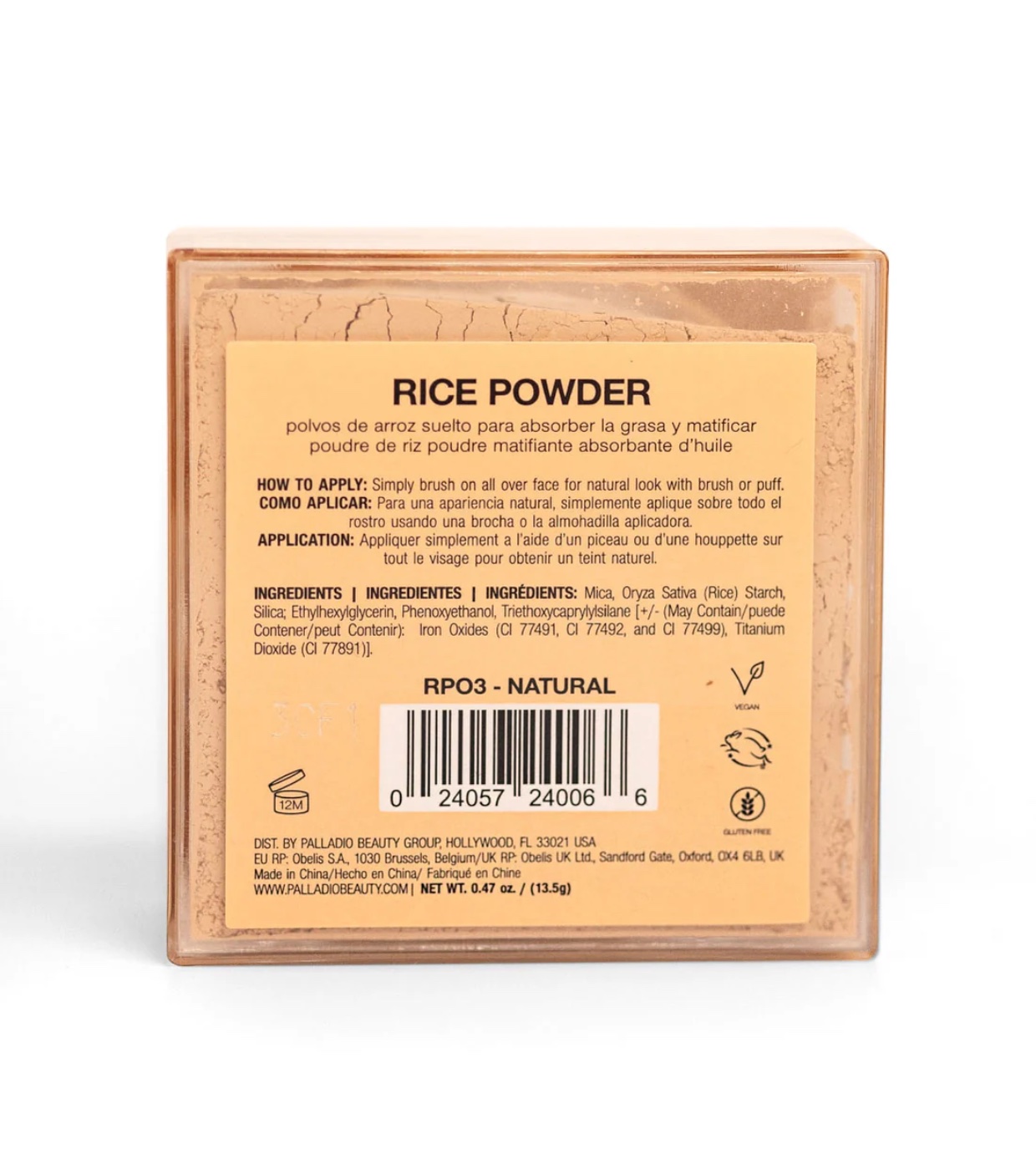 Palladio - Pó Solto Matificante de Arroz - 03: Natural