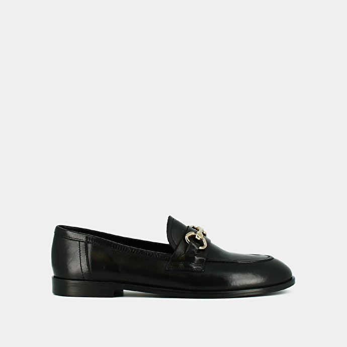 Mocassins à mors dorés  en cuir noir