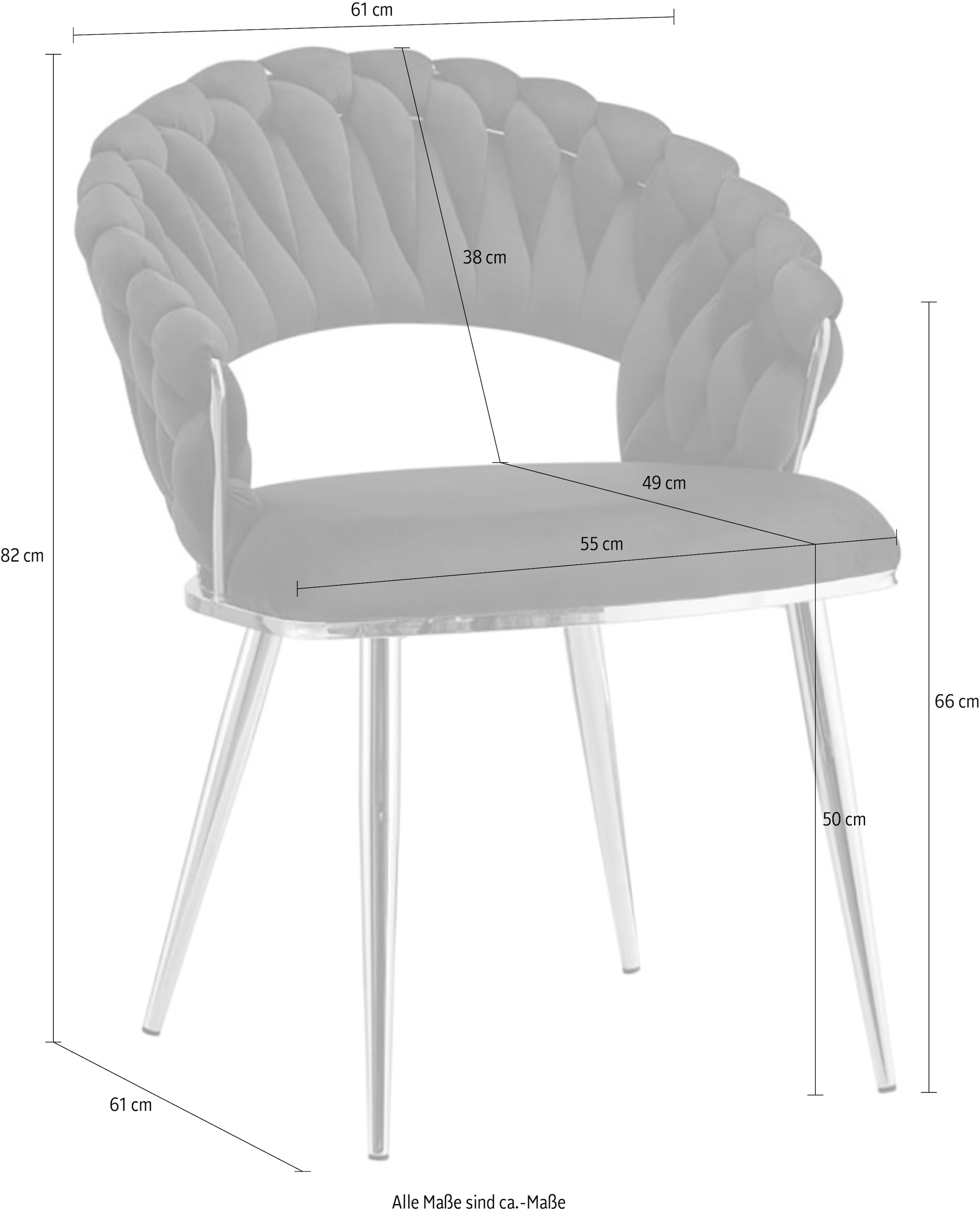 Kayoom Polsterstuhl »Stuhl Finesse 125 2er-Set, TOPSELLER! Flechtverarbeitung am Rücken« (Set) 2 Stk.2-er Set, angesagter Flechtoptik, bequem und stabil