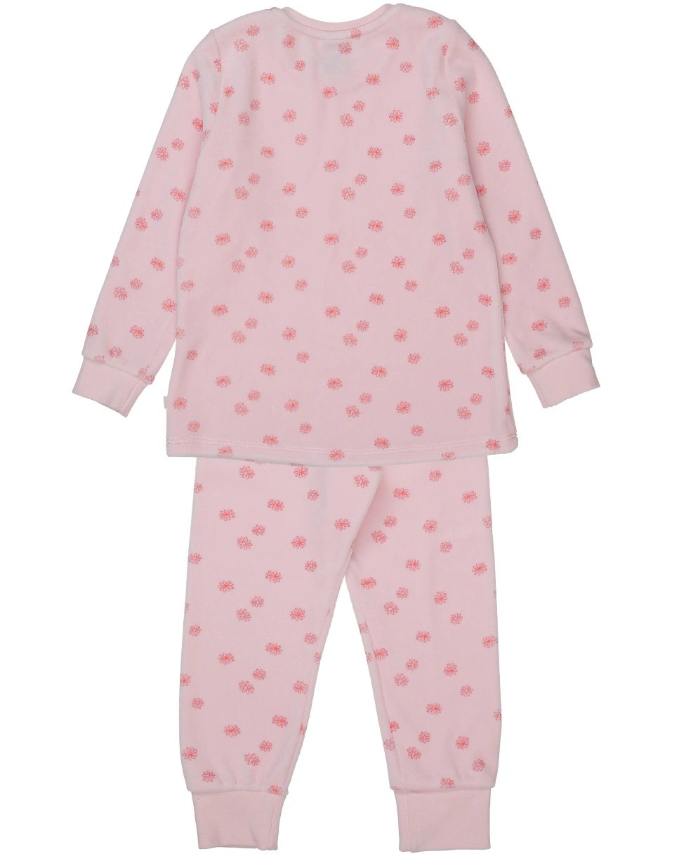 Nicki-Schlafanzug lang BLÜMCHEN in rosa