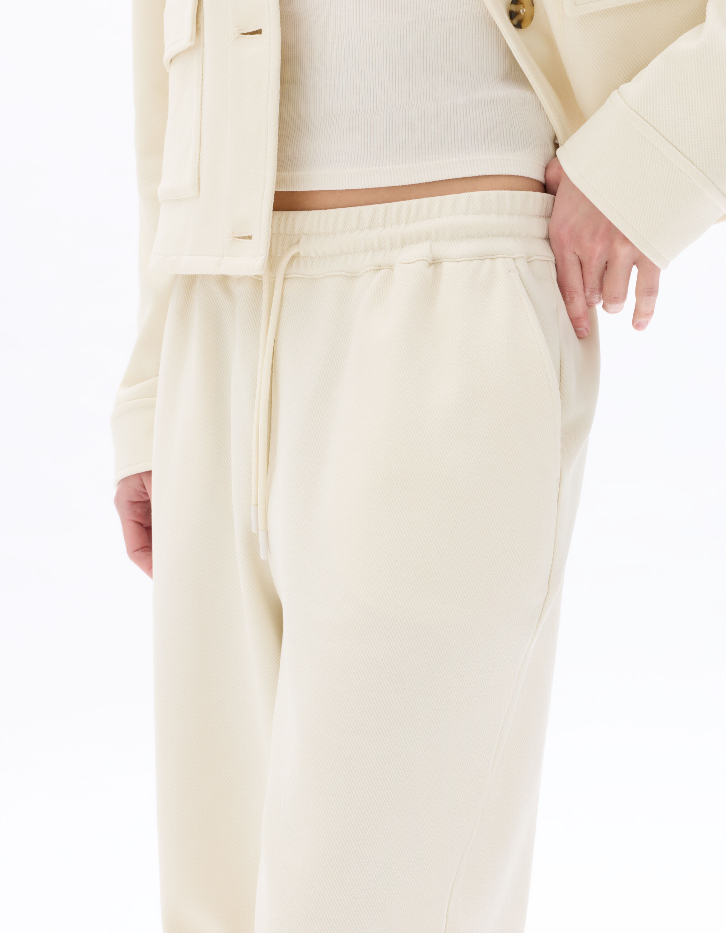 Pantalon straight élastiquée - écru