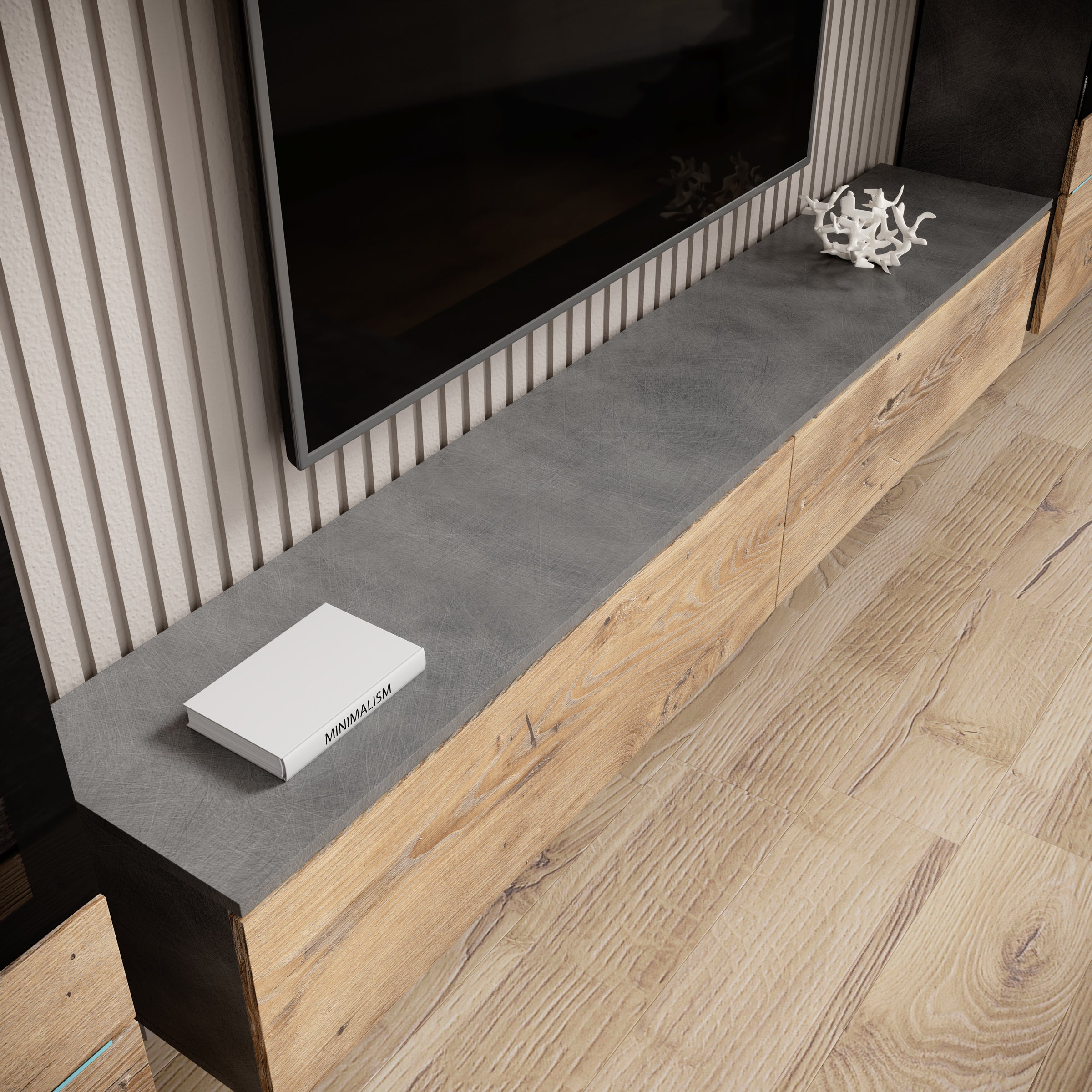 Variety - Wandmeubel - Eiken/Grijs - 180x33x132 cm