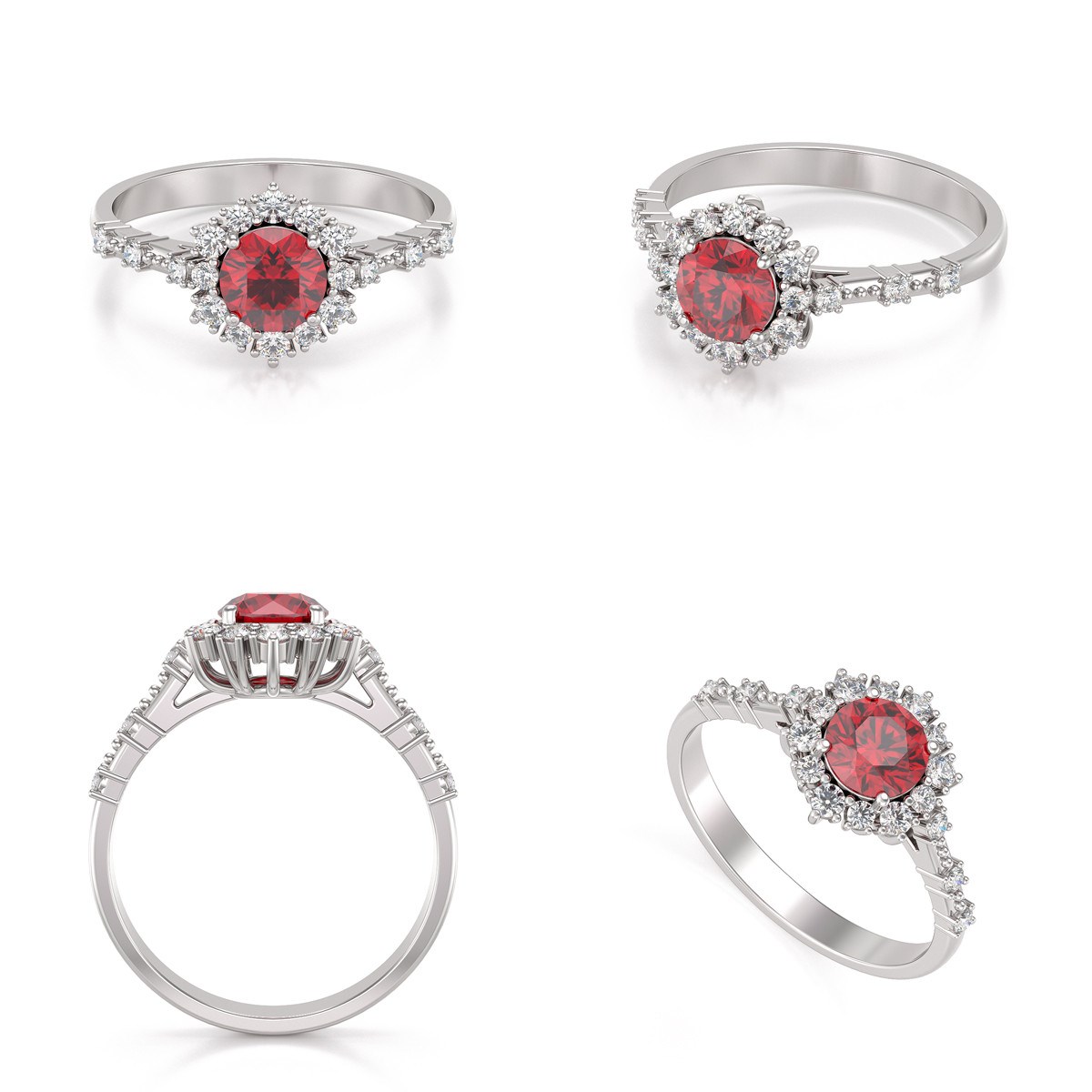 Bague ADEN Rubis et diamants sur Argent 925 3.25grs