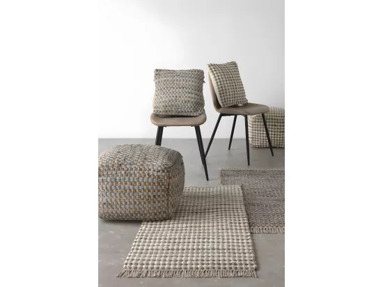 Pouf en coton et jute naturel 45x45x35 cm