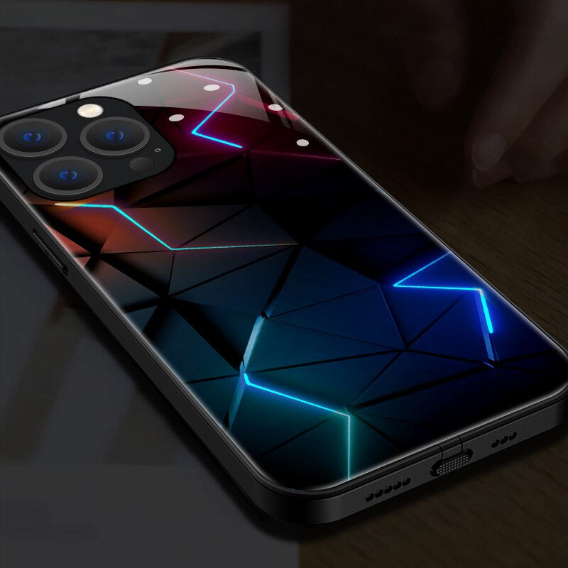 Samsung Galaxy A54 Hybrid Hardcase Hülle mit TPU Bumper   LED Acryl Rückseite   Kameraschutz - Blitz Design