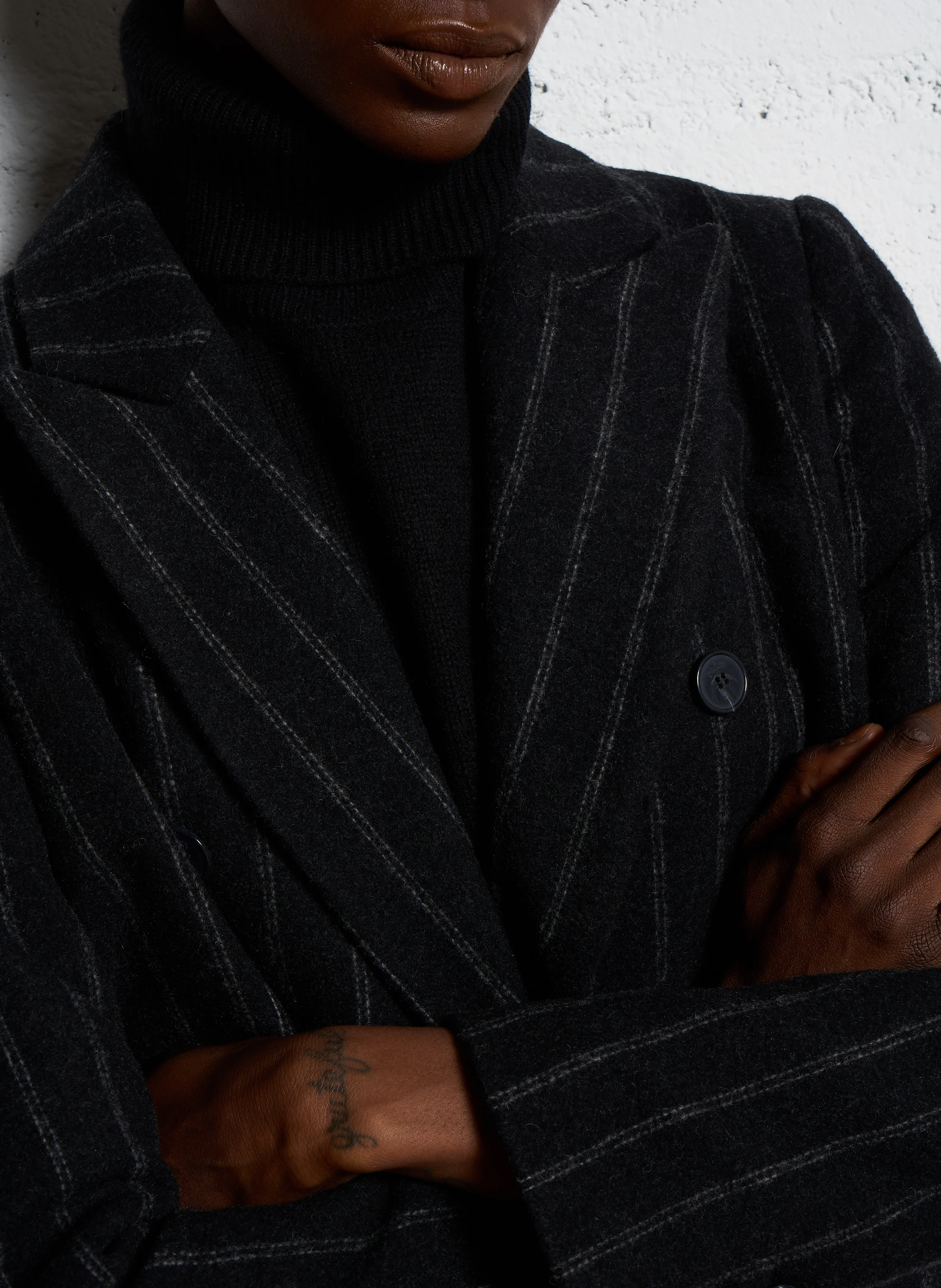 MUSE - Manteau de tailleur rayé en laine mélangée | Gris