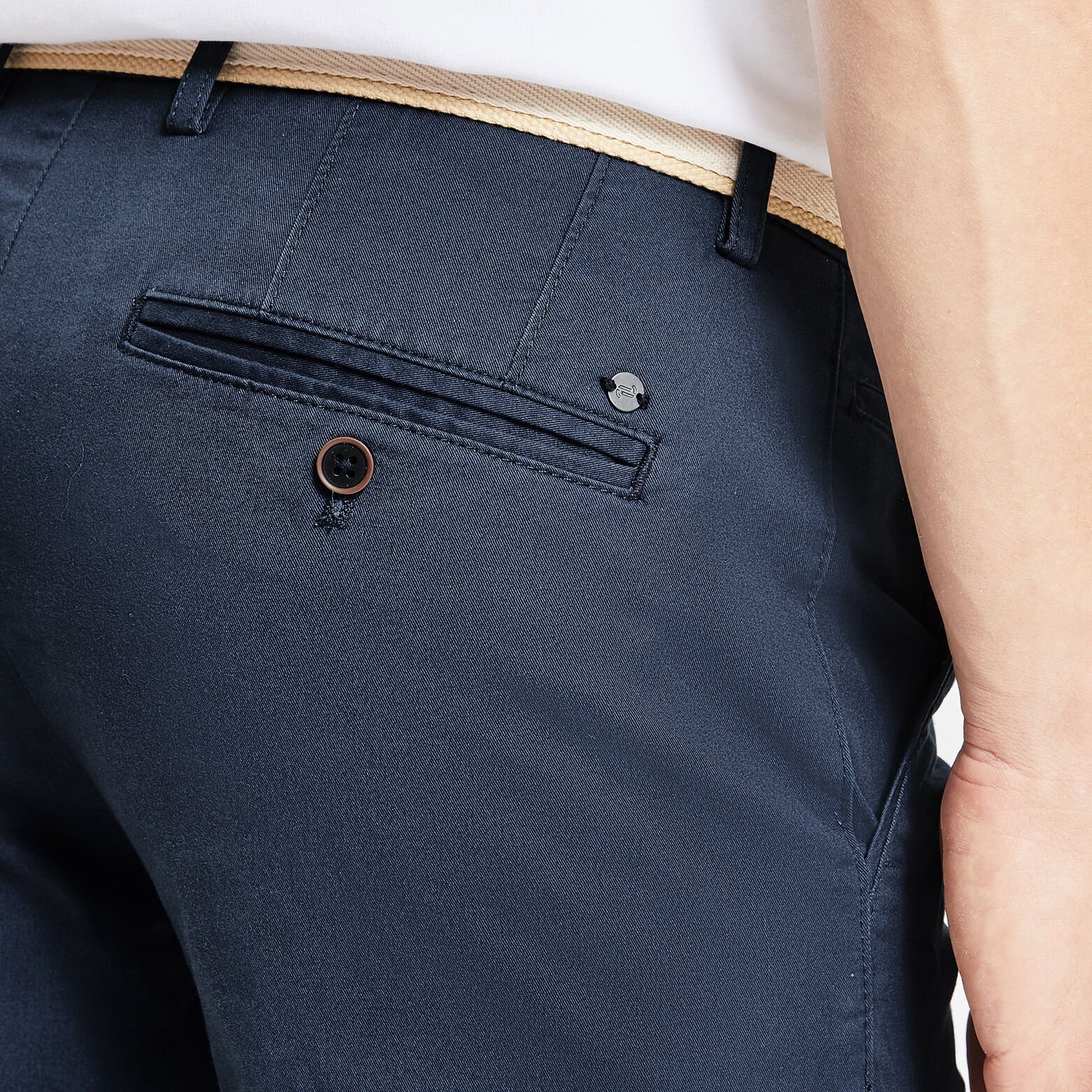 Bermuda chino uni avec ceinture Bleu foncé