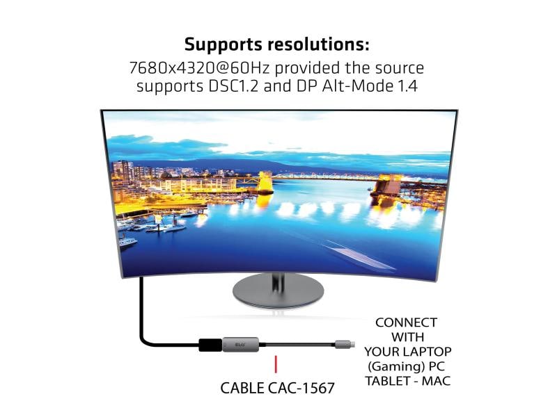 Club 3D Adapter USB Type C – DisplayPort 1.4 USB Type C auf DisplayPort 1.4 Adapter