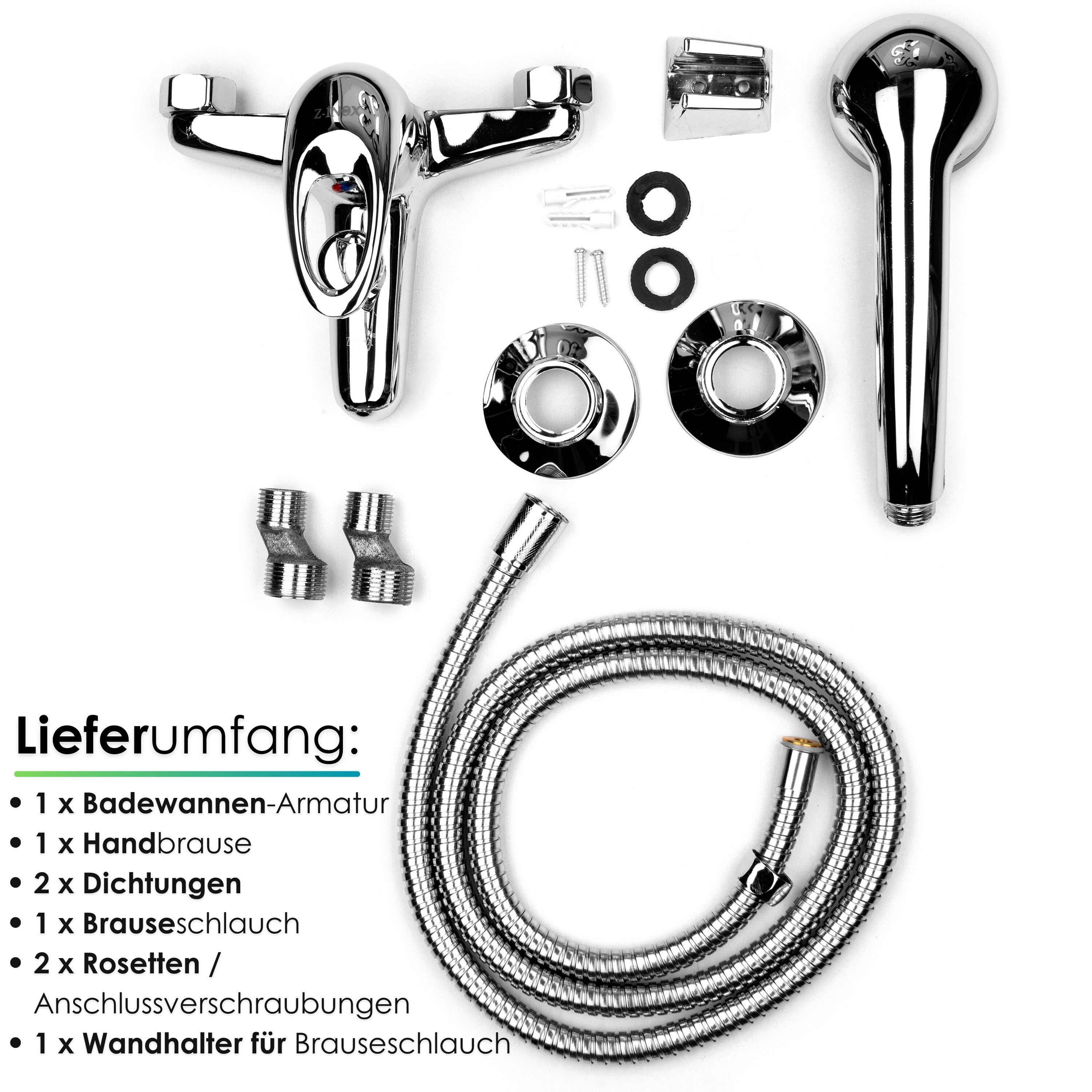 Zilan Bad-Armatur Badewannenarmatur mit Handbrause DIN Standard