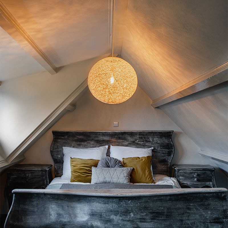 Landelijke hanglamp wit bol 45cm - Corda