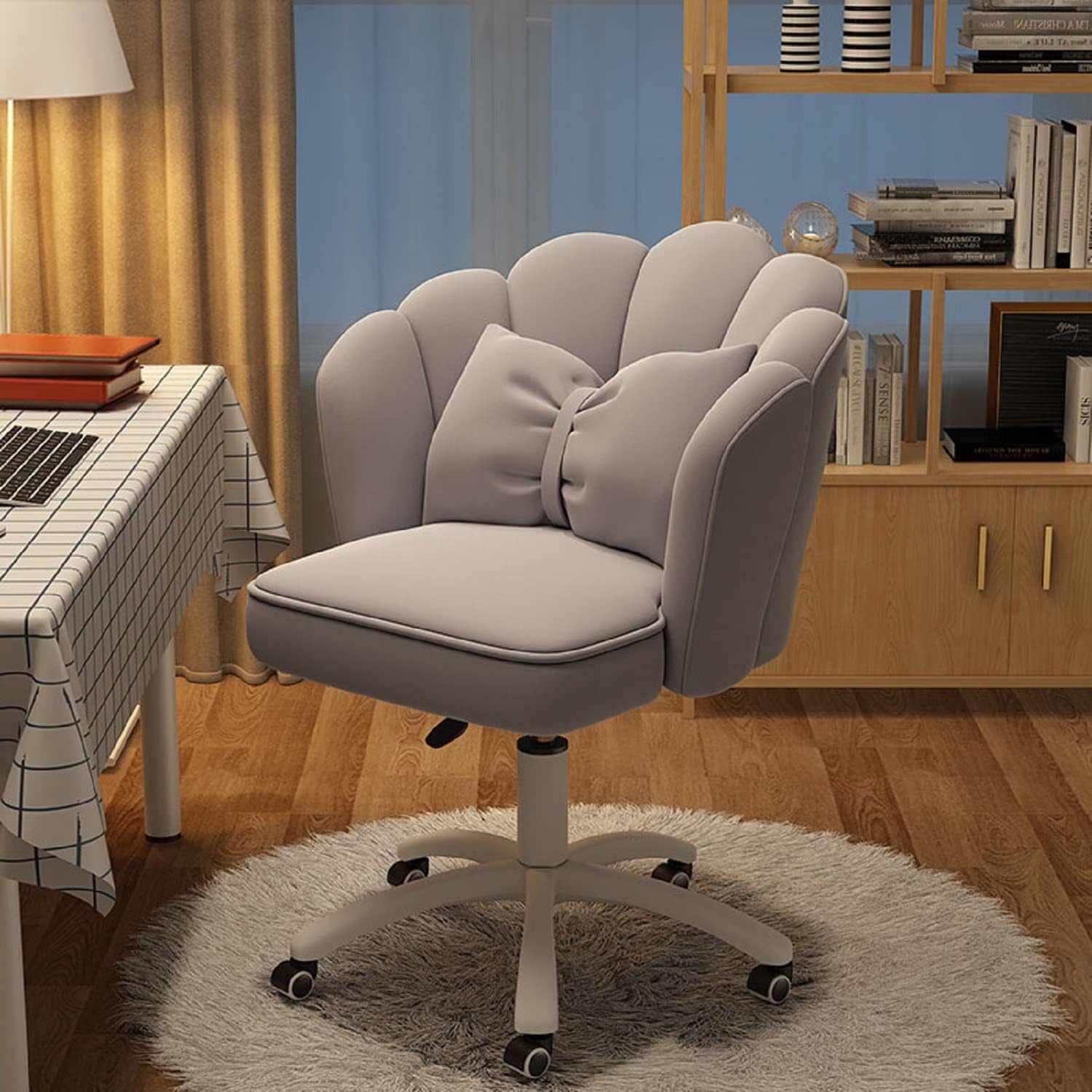 Schreibtischstuhl mit niedlichem Blütenblatt, Samt, für Zuhause, Büro, Schmetterling, Stühle mit Schleife, Make-up, Schminkstuhl für Schlafzimmer, Computer, Arbeitsstühle