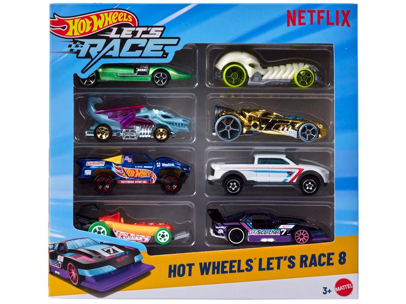 Hot Wheels Action Cars Let's Race 8-Pack Fahrzeuge im Massstab 1:64