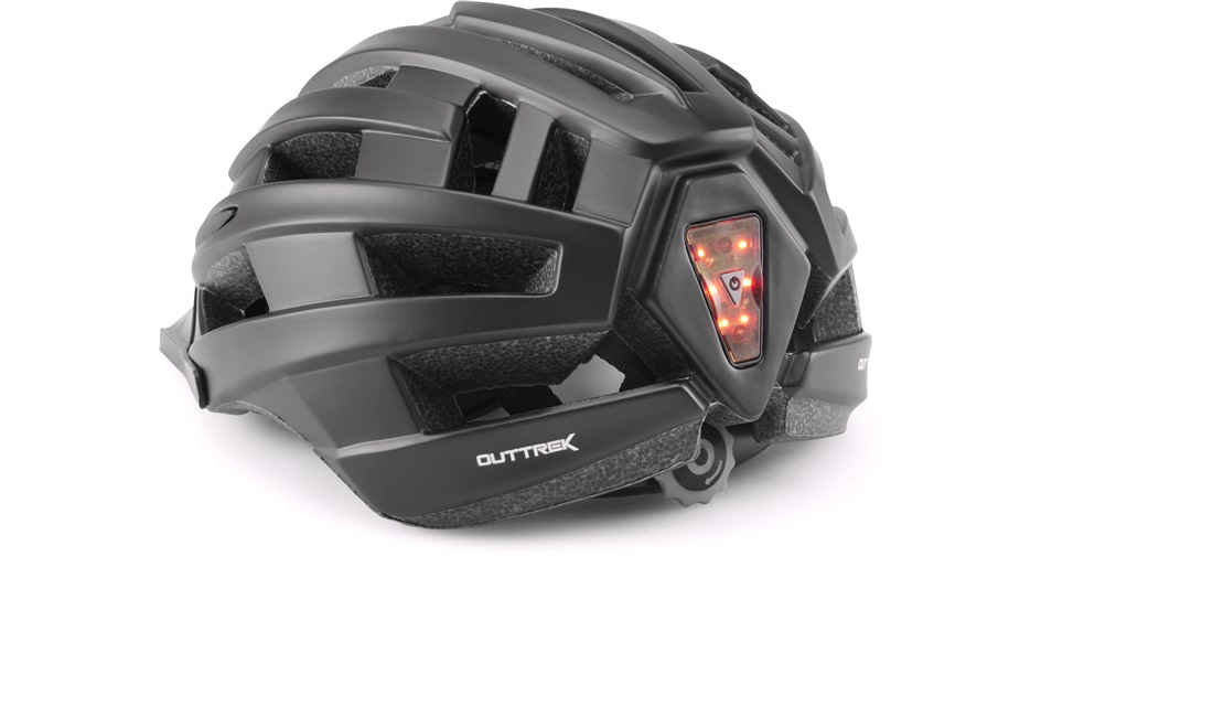 Cykelhjelm m/baglys matsort medium 55-58 cm