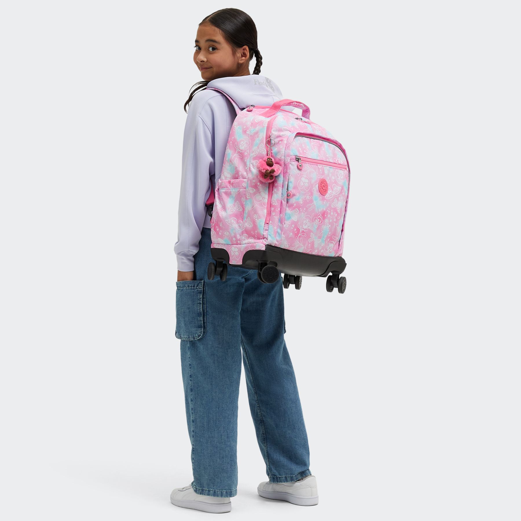 NEW ZEA Grand sac à dos à roulettes pour enfants avec protection pour ordinateur - Garden Clouds