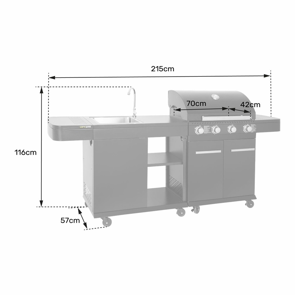 Cook'in garden - cuisine extérieure modulable fyra - 4 brûleurs