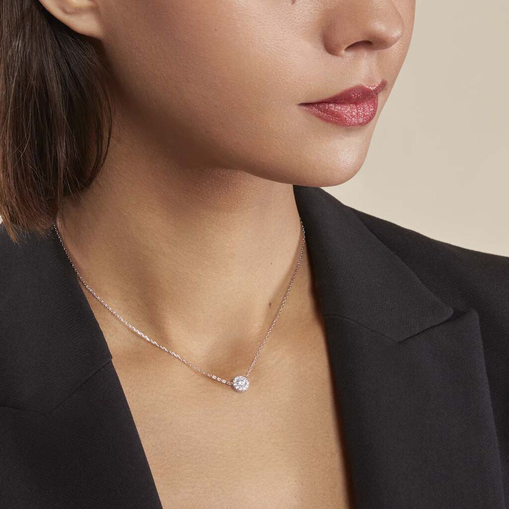 Collier Swanny Argent Blanc Oxyde De Zirconium