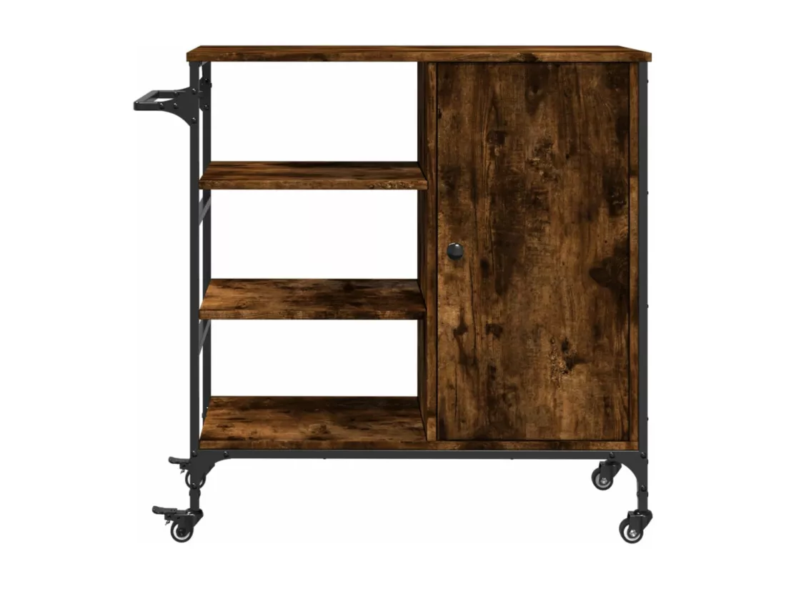 Chariot de cuisine chêne fumé 87,5x38,5x84,5 cm bois ingénierie