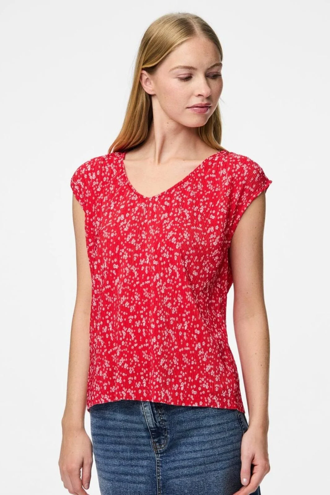 Pieces Pcflora Ss V-Neck Top