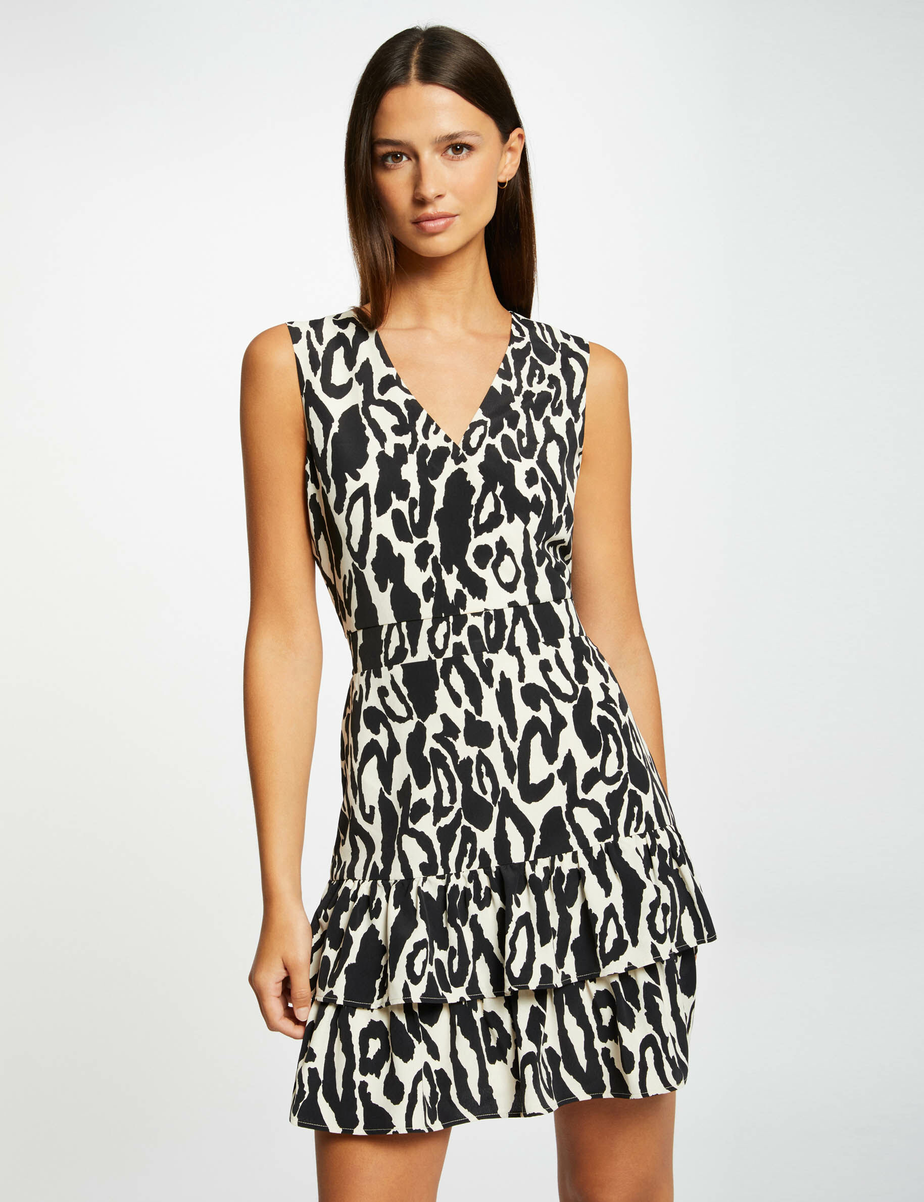 Robe cintrée à volants imprimé animalier multico femme - multico